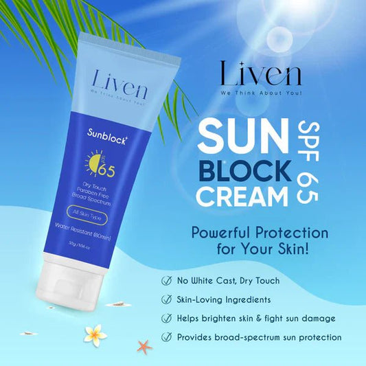 Sunblock Cream SPF 65 for Sensitive Skin: The Best Sunblock Cream for Skin Types - Liven Skincare