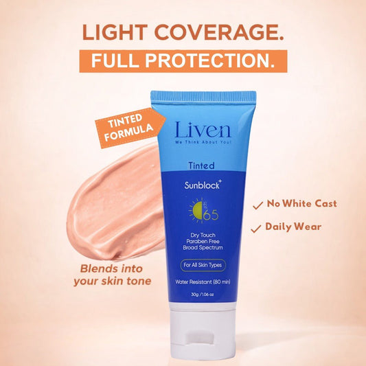 Tinted Sunblock Cream SPF 65 - Liven Skincare