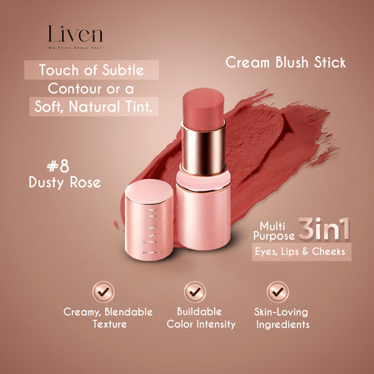 cream blush stick dusty rose | Liven skincare