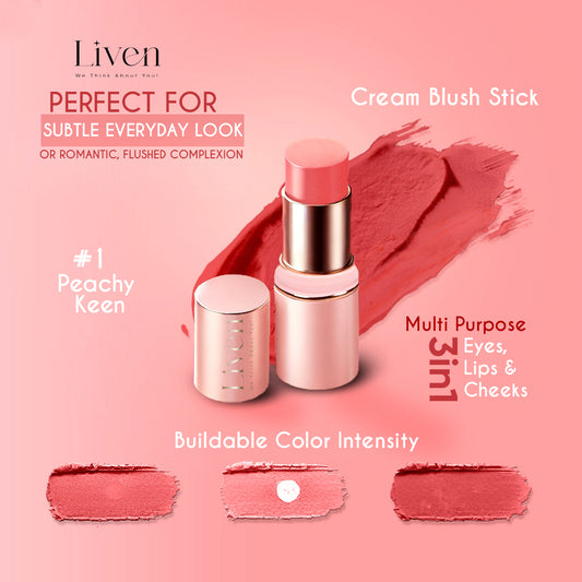 cream blush stick peachy keen | Liven skincare
