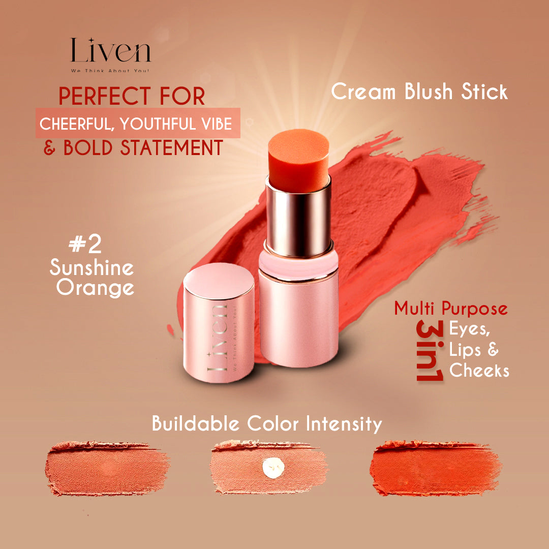 cream blush stick sunshine orange | Liven skin care