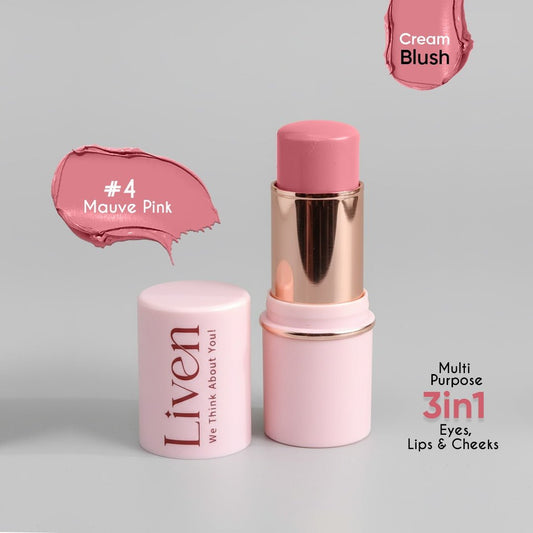 Liven Cream Blush Stick - 4 Mauve Pink - Liven Skincare